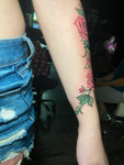 Traditional sparrow and rose breast cancer vine full color
